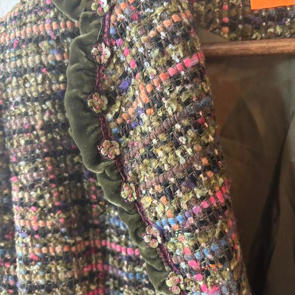 Cynthia Steffe Tweed Velvet Trim Cropped Jacket Made in USA L - Picture 2 of 8